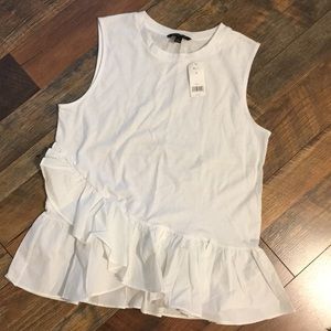 Banana republic white ruffle peplum top NWT